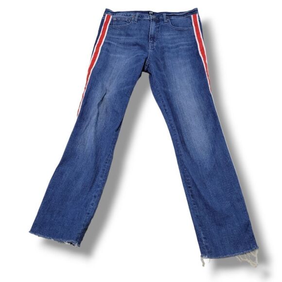 Gap Jeans Size 10 /30 W32"xL27" Gap Denim True Skinny Jeans Stretch Raw Hem Blue - Picture 1 of 8